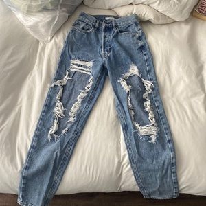 Pacsun high rise jeans with rips down both legs, only worn twice